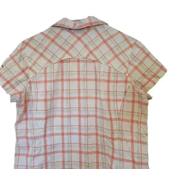 Columbia Women's White & Peach Nylon Plaid Silver Ridge Short Sleeve Button Down - Picture 10 of 13
